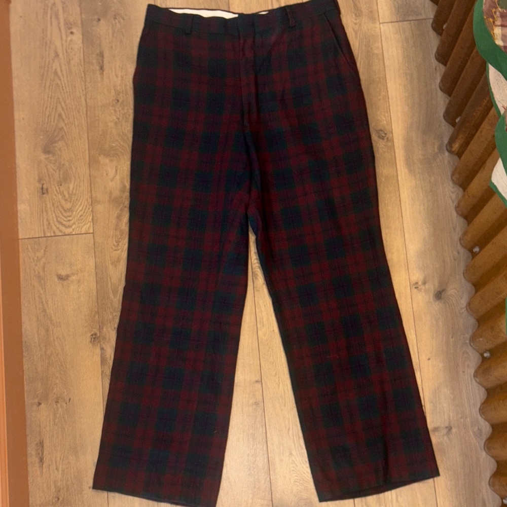 Vintage Red Plaid Wool Pants